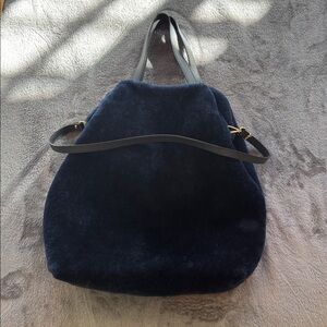 Dimoni faux fur navy tote bag